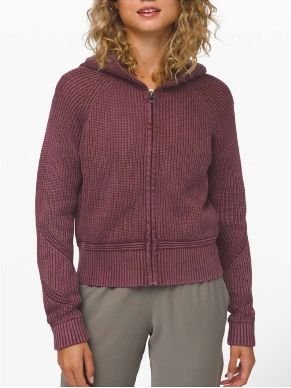 Lululemon Rest Assured Full Zip Hoodie- Washed Garnet